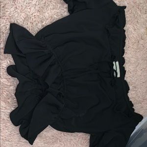 Black front tie top